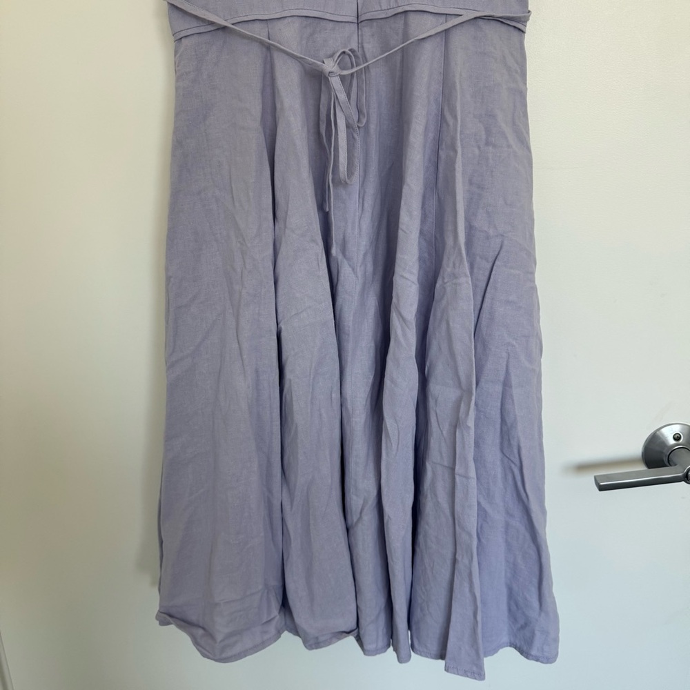 Size 8 Gal Meets Glam Caroline Linen Blend Fit & Flare Light Purple Midi Dress - Picture 10 of 16